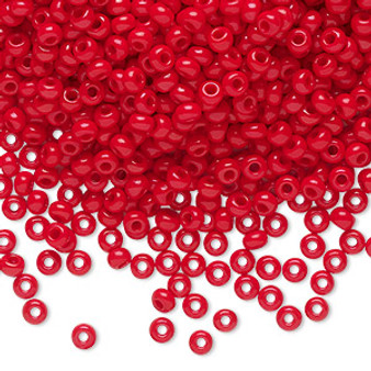 Seed bead, Preciosa Ornela, Czech glass, opaque red, #8 rocaille. Sold per 50-gram pkg.