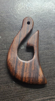 1 x Wooden Fishhook Pendant approx 50mm x 30mm - Style Varies