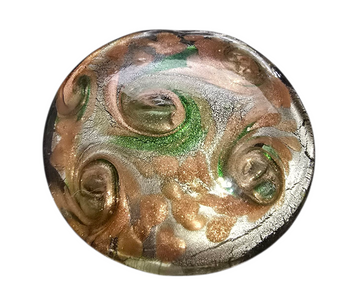 LAST STOCK: 1 x Large Foil Glass Pendant with Glass Bail, Green approx 55mm x 55mm