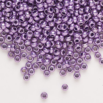 Seed bead, Preciosa Ornela, glass, opaque terra dyed metallic violet, #8 rocaille. Sold per 50-gram pkg.