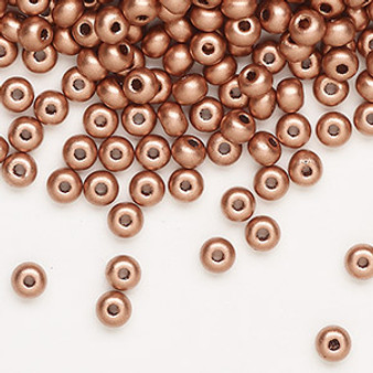 Seed bead, Preciosa Ornela, glass, opaque metallic soft copper, #6 rocaille. Sold per 50-gram pkg.