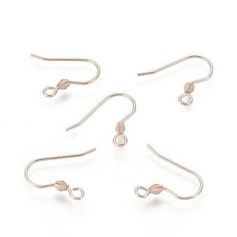 100pk - 304 Stainless Steel Earring Hooks, with Horizontal Loop, Rose Gold, 17x18x2.4mm, Hole: 1.8mm, 21 Gauge, Pin: 0.7mm