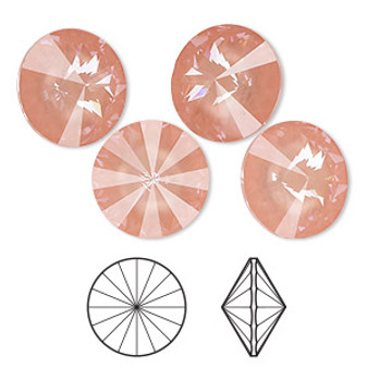 Chaton, Crystal Passions®, flamingo ignite, 14mm faceted rivoli (1122). Sold per pkg of 4.