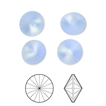 Chaton, Crystal Passions®, frosted light sapphire, foil back, 10.54-10.91mm faceted rivoli (1122), SS47. Sold per pkg of 4.