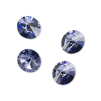 Chaton, Crystal Passions®, tanzanite, foil back, 10.54-10.91mm faceted rivoli (1122), SS47. Sold per pkg of 4.