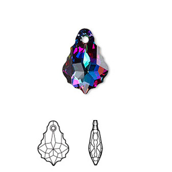 Drop, Crystal Passions®, crystal electra, 16x11mm faceted baroque pendant (6090). Sold per pkg of 2.