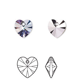 Drop, Crystal Passions®, crystal vitrail light, 10mm heart pendant (6228). Sold per pkg of 4.