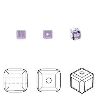 Bead, Crystal Passions®, tanzanite, 4mm faceted cube (5601). Sold per pkg of 12.