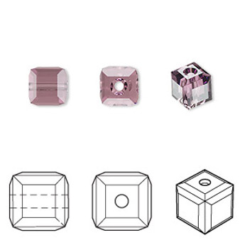 Bead, Crystal Passions®, iris, 6mm faceted cube (5601). Sold per pkg of 6.