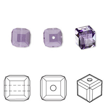 Bead, Crystal Passions®, tanzanite, 8mm faceted cube (5601). Sold per pkg of 6.