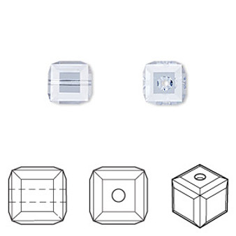 Bead, Crystal Passions®, light sapphire, 8mm faceted cube (5601). Sold per pkg of 6.
