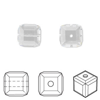 Bead, Crystal Passions®, crystal clear, 10mm faceted cube (5601). Sold per pkg of 2.