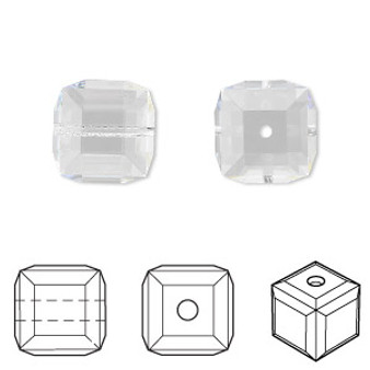 Bead, Crystal Passions®, crystal clear, 12mm faceted cube (5601). Sold individually.