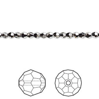 Bead, Crystal Passions®, crystal light chrome, 3mm faceted round (5000). Sold per pkg of 12.