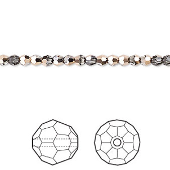 Bead, Crystal Passions®, crystal rose gold, 3mm faceted round (5000). Sold per pkg of 12.