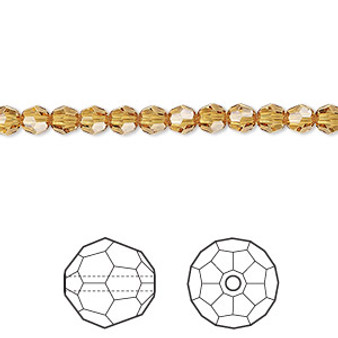 Bead, Crystal Passions®, golden topaz, 4mm faceted round (5000). Sold per pkg of 12.