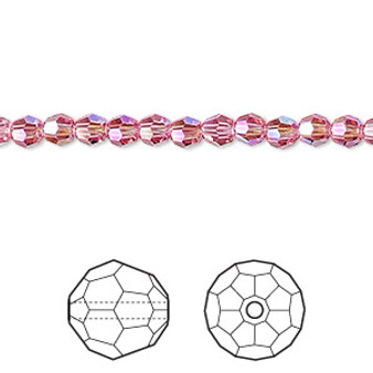Bead, Crystal Passions®, rose shimmer, 4mm faceted round (5000). Sold per pkg of 12.