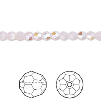 Bead, Crystal Passions®, rose water opal shimmer, 4mm faceted round (5000). Sold per pkg of 12.