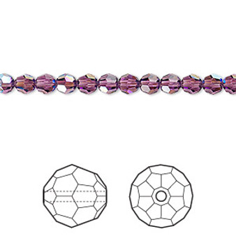 Bead, Crystal Passions®, amethyst shimmer, 4mm faceted round (5000). Sold per pkg of 12.