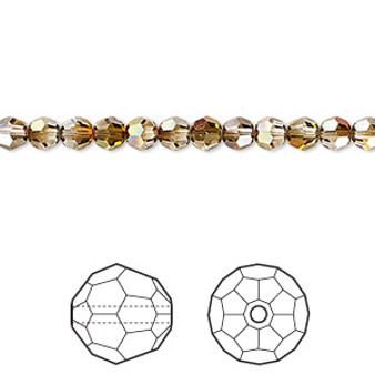 Bead, Crystal Passions®, crystal mahogany, 4mm faceted round (5000). Sold per pkg of 12.