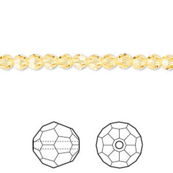 Bead, Crystal Passions®, light topaz, 4mm faceted round (5000). Sold per pkg of 12.