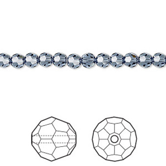 Bead, Crystal Passions®, denim blue, 4mm faceted round (5000). Sold per pkg of 12.