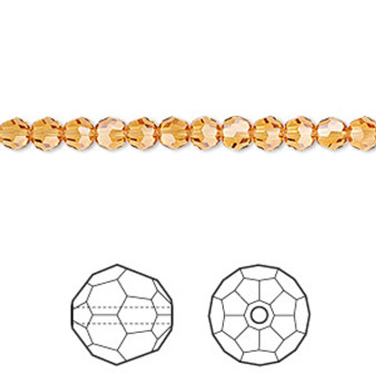 Bead, Crystal Passions®, topaz, 4mm faceted round (5000). Sold per pkg of 12.