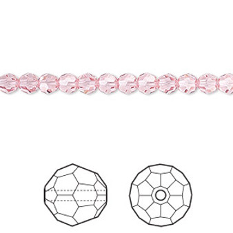 Bead, Crystal Passions®, light rose, 4mm faceted round (5000). Sold per pkg of 12.