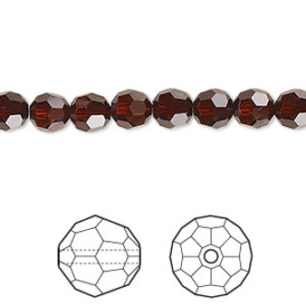 Bead, Crystal Passions®, smoked amber, 6mm faceted round (5000). Sold per pkg of 12.