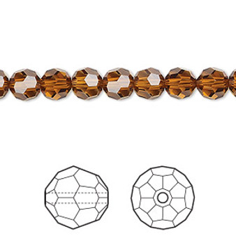 Bead, Crystal Passions®, light amber, 6mm faceted round (5000). Sold per pkg of 12.