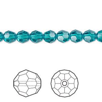 Bead, Crystal Passions®, blue zircon, 6mm faceted round (5000). Sold per pkg of 12.