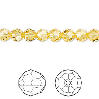 Bead, Crystal Passions®, light topaz, 6mm faceted round (5000). Sold per pkg of 12.