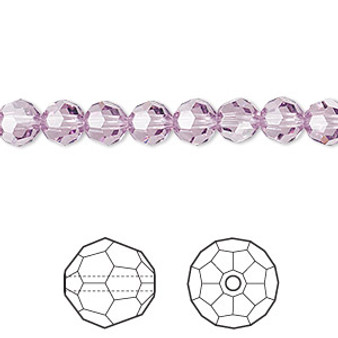 Bead, Crystal Passions®, light amethyst, 6mm faceted round (5000). Sold per pkg of 12.