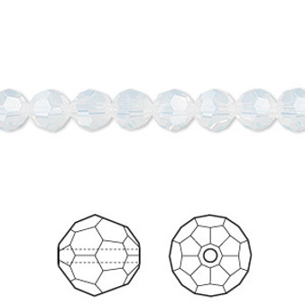 Bead, Crystal Passions®, white opal, 6mm faceted round (5000). Sold per pkg of 12.