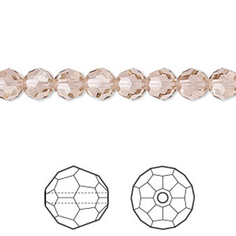 Bead, Crystal Passions®, vintage rose, 6mm faceted round (5000). Sold per pkg of 12.