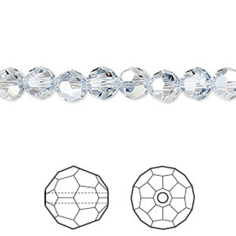 Bead, Crystal Passions®, crystal blue shade, 6mm faceted round (5000). Sold per pkg of 12.