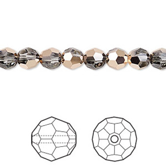 Bead, Crystal Passions®, crystal rose gold, 6mm faceted round (5000). Sold per pkg of 12.