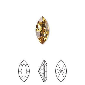 Embellishment, Crystal Passions®, golden topaz, foil back, 15x7mm navette fancy stone (4228). Sold per pkg of 2.