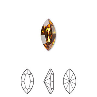 Embellishment, Crystal Passions®, light amber, foil back, 15x7mm navette fancy stone (4228). Sold per pkg of 2.