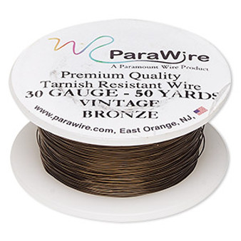 Wire, ParaWire™, vintage bronze-finished copper, round, 30 gauge. Sold per 50-yard spool.