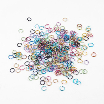 Aluminium Wire Open Jump Rings,  Mixed Colour, 18 Gauge, 8x1mm, Inner Diameter: 6mm, about 180pcs/10g