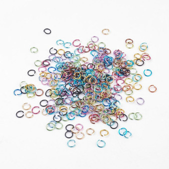 Aluminium Wire Open Jump Rings,  Mixed Colour, 18 Gauge, 10x1mm, Inner Diameter: 8mm, about 160pcs/10g