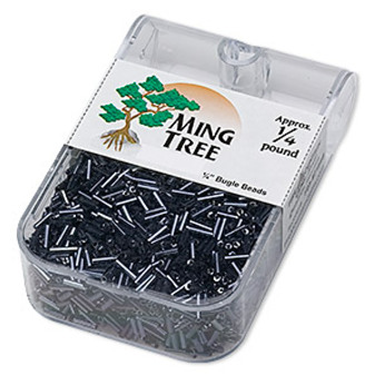 Bugle bead, Ming Tree™, glass, opaque rainbow grey, 1/4 inch. Sold per 1/4 pound pkg.