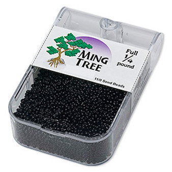 Seed bead, Ming Tree™, glass, opaque black, #11 round. Sold per 1/4 pound pkg.