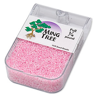 Seed bead, Ming Tree™, glass, opaque ceylon pink, #11 round. Sold per 1/4 pound pkg.