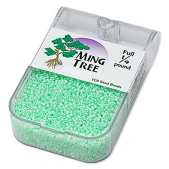 Seed bead, Ming Tree™, glass, opaque ceylon green, #11 round. Sold per 1/4 pound pkg.