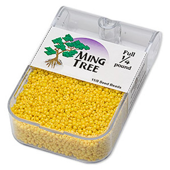 Seed bead, Ming Tree™, glass, opaque yellow, #11 round. Sold per 1/4 pound pkg.
