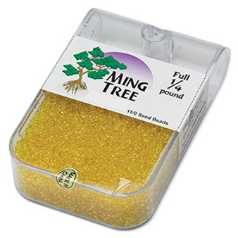 Seed bead, Ming Tree™, glass, transparent yellow, #11 round. Sold per 1/4 pound pkg.