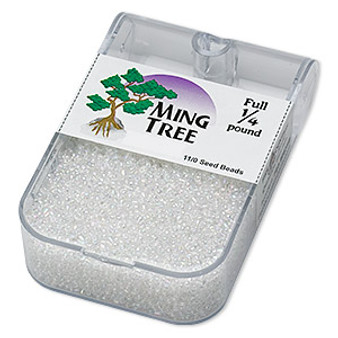 Seed bead, Ming Tree™, glass, transparent rainbow clear, #11 round. Sold per 1/4 pound pkg.
