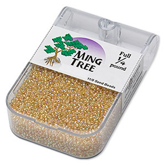 Seed bead, Ming Tree™, glass, transparent rainbow tan, #11 round. Sold per 1/4 pound pkg.